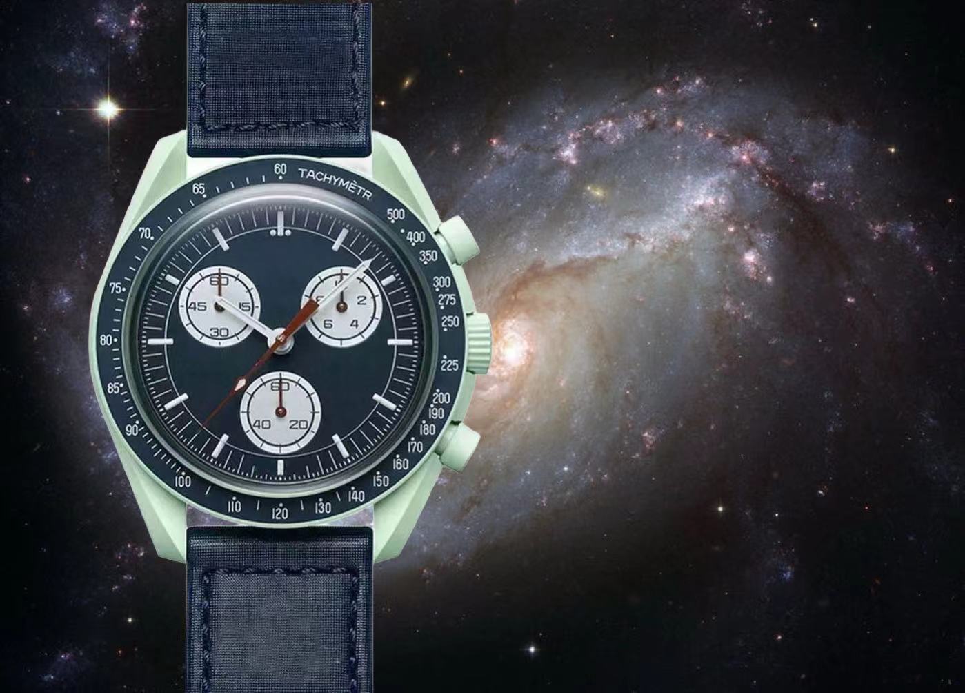 2026 NEW Bioceramic Planet Moon Mens Watches Full Function Quarz Chronograph Watch Mission To Mercury NEPTUNE 42mm Nylon Luxury Watch Wristwatches