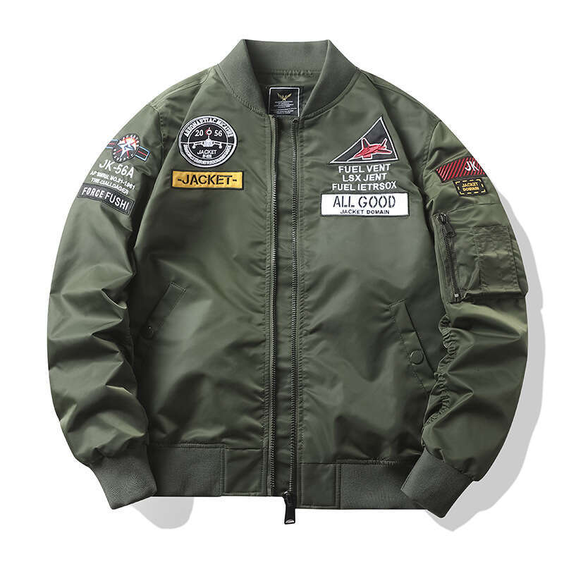 Embroidered Trendy Brand Pilot Men's Spring And Autumn Workwear Top Plus Size Motorcycle Baseball Jacket