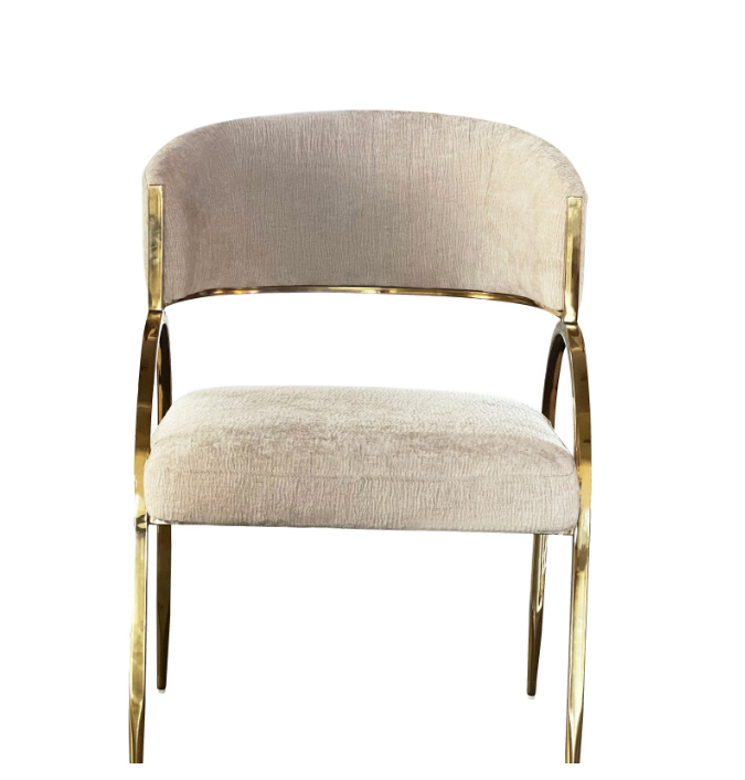 Elegant Alanya Dining Chair in Sleek Beige and Gold Design