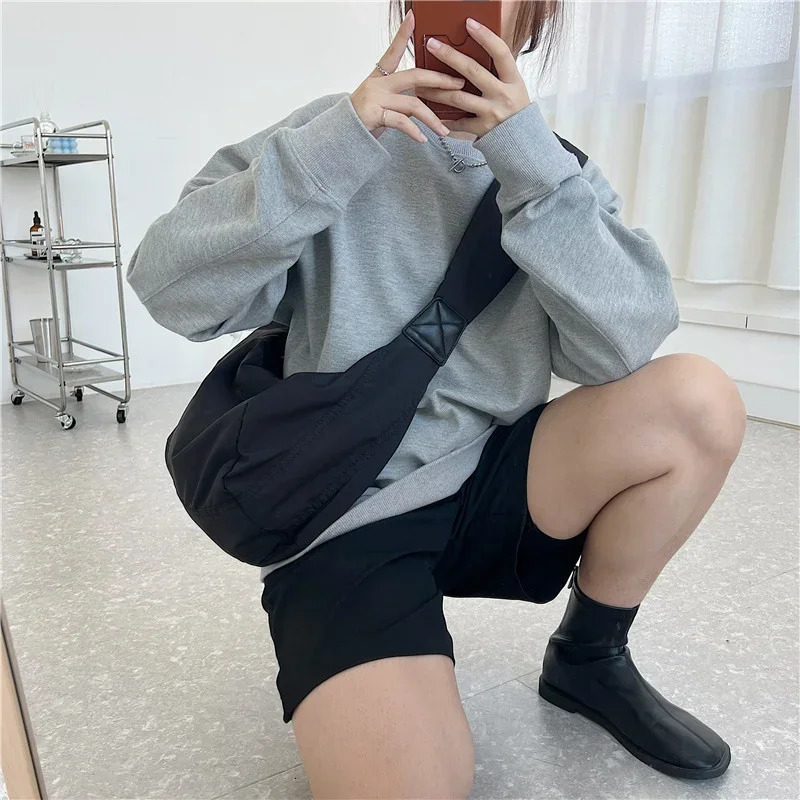 Summer New Womens Bag Large Capacity Casual Nylon Crossbody Bag Dumpling Bag High Grade Solid Color Shoulder Bag Tote Bag R250311