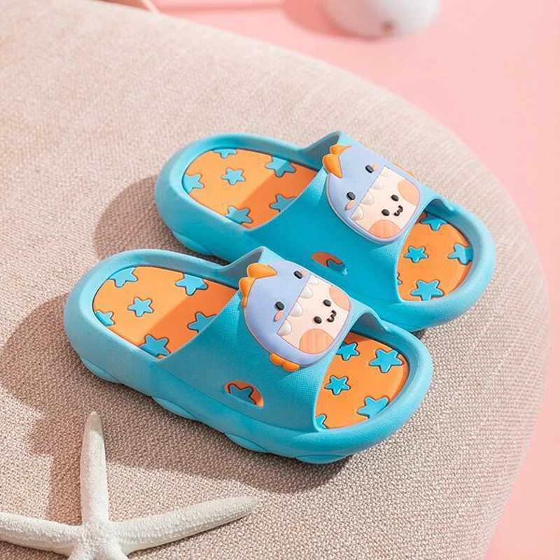 Childrens Slippers Boys Girls Flip-flops Shoes Soft Sole Anti-slip Sandals Cartoon Indoor ShoesT250311
