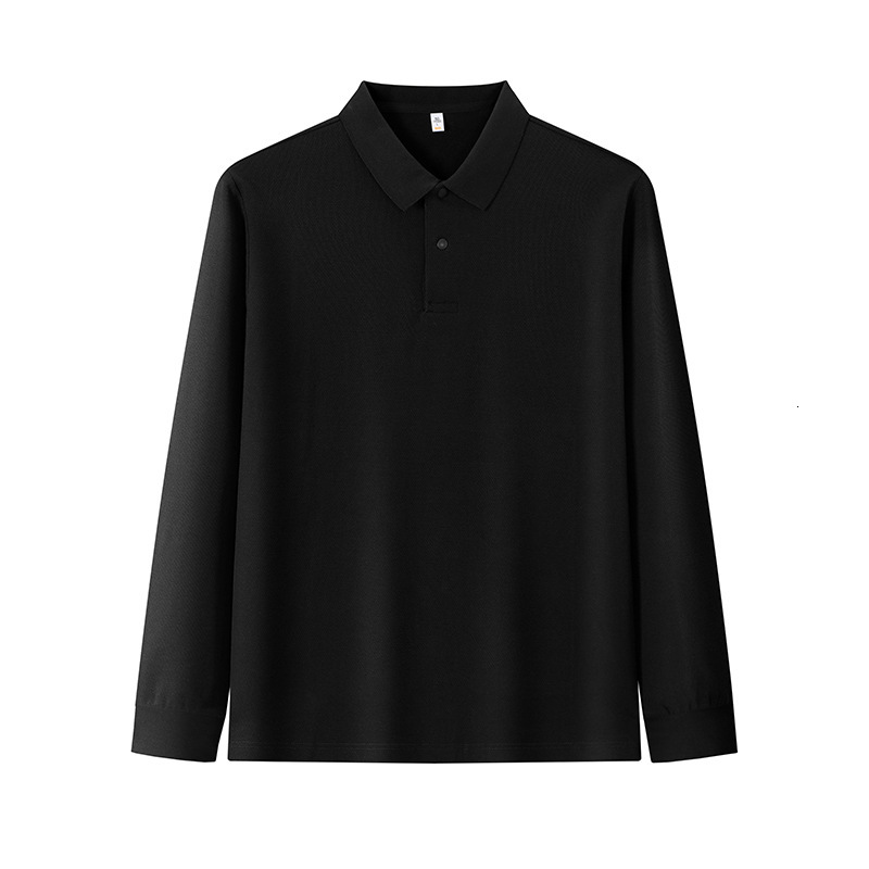 Cotton long sleeved polo shirt business casual Korean version solid color men's fashion trend lapel t-shirt tracksuit