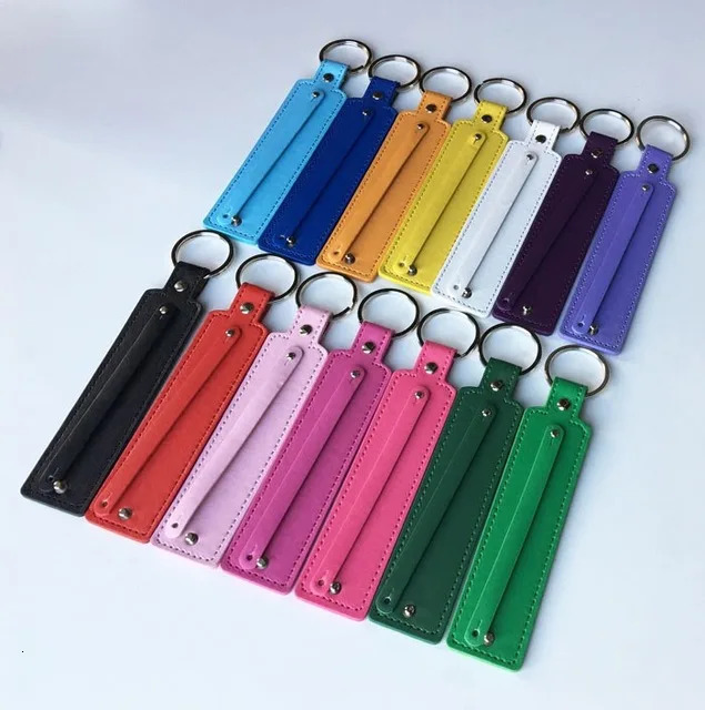 10pcs 830Width*130mm Length Copy leather Key chains Keyrings with 8mm small belt can through 8mm slide charms 250305