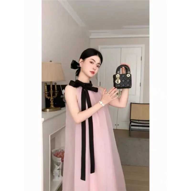2025 Summer New Pregnant Womens Loose Neck Strap Dress Creative Maternity Outing Holiday Skirt Maternity Dress LH139T250311