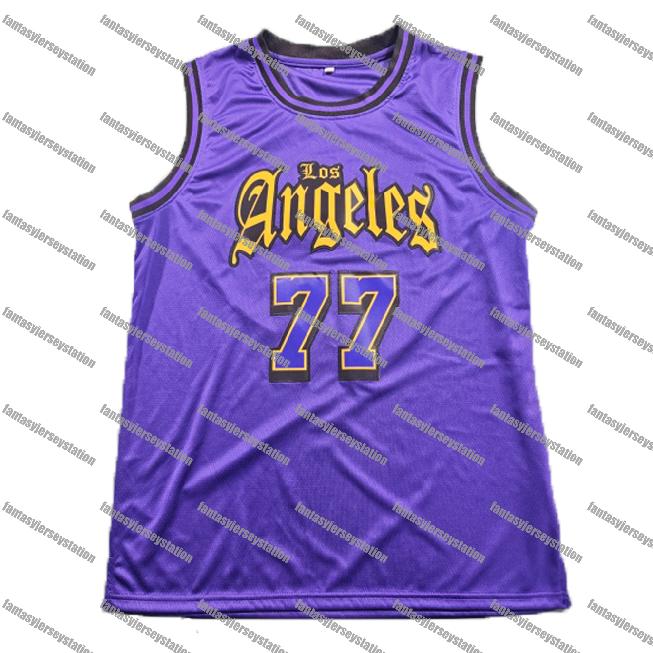 IN STOCK Mens Embroidered 77 Doncic Basketball Jersey, Polyester Knit Fabric, Crew Neck, Loose Fit, Breathable Stretch, Casual Sports Shirt for Traini