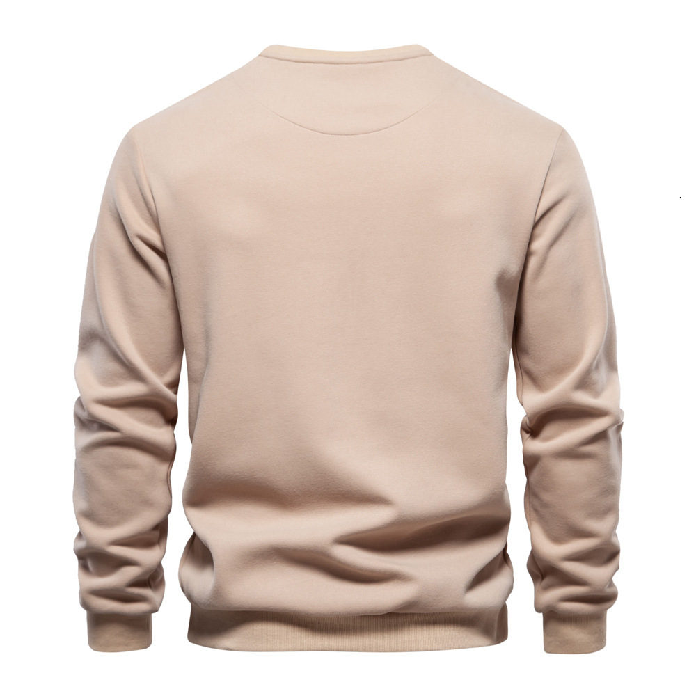 Autumn New Long Sleeved Solid Color Trend Loose Casual Versatile Round Neck Hoodie Men's Clothing