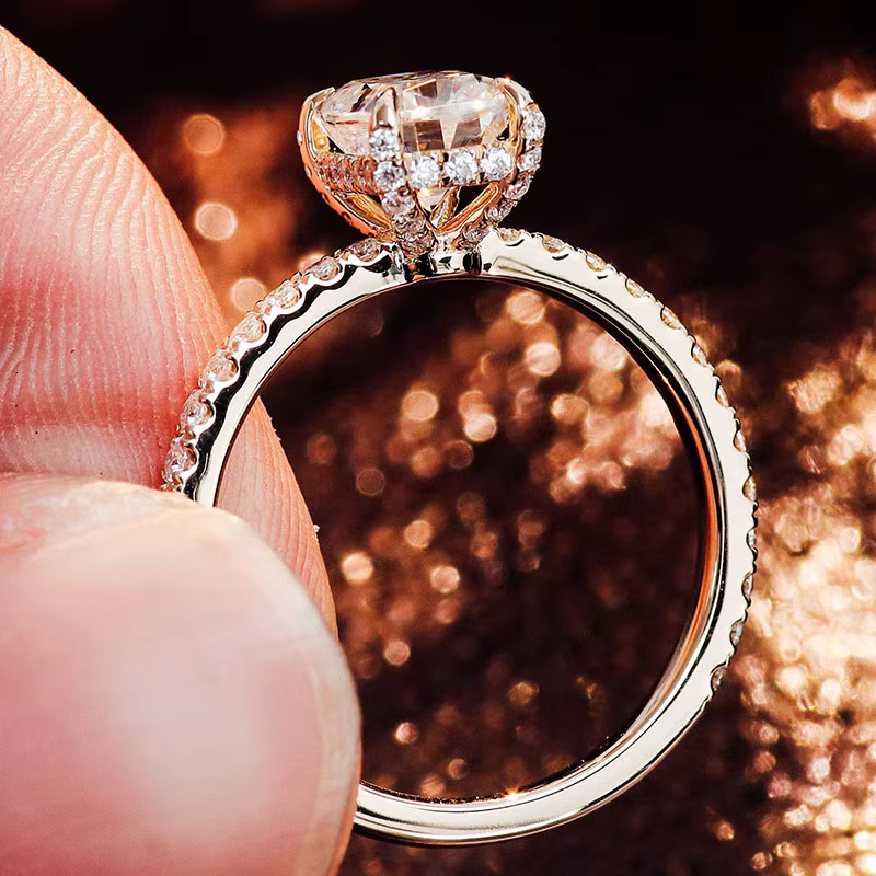 Wholesale Custom Moissanite Jewelry 10k Gold Wedding Engagement Moissanite Diamond Women Radiant Cut Ring