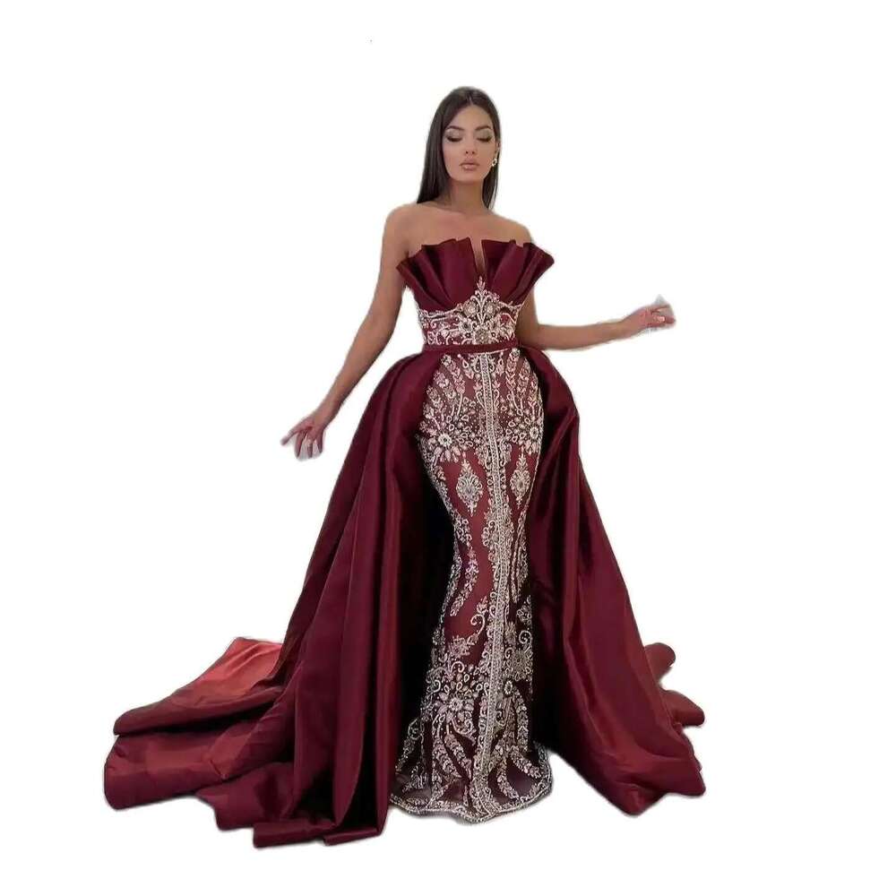 Strapless Mermaid Evening Dresses, Elegant Applique Lace Banquet Gowns, Custom Made