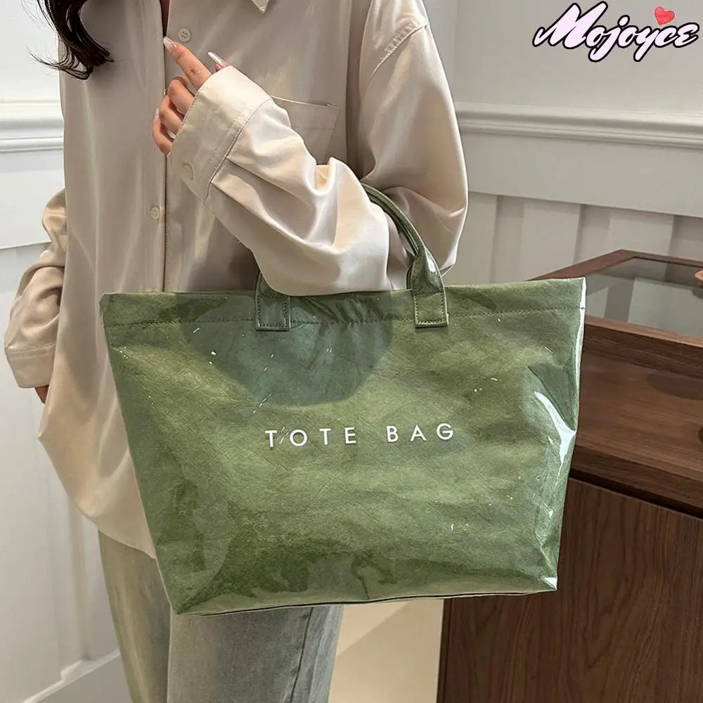 Large Capacity Tote Bag for Women PVC Waterproof Transparent Jelly Handbag with Inner Pocket Solid Color Classic Top Handle Bags 250305