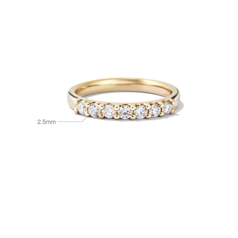 A Row Moissanite Diamond 18k Gold Rings Diamond Classic Wedding 925 Sterling Silver Moissanite Ring for Women Jewelry