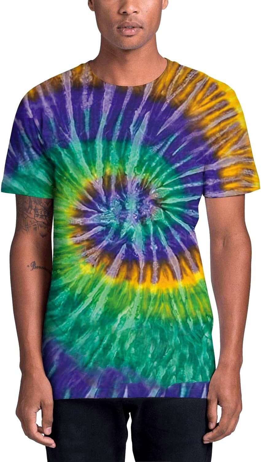 Mens T shirt Tie Dye Shirts for Men Women, Short Sleeve Mens Tie Dye Shirts, Mens Women Rainbow Tie Dye tee Casual tops summer clothes thread