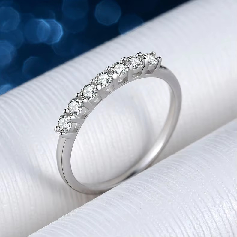 A Row Moissanite Diamond 18k Gold Rings Diamond Classic Wedding 925 Sterling Silver Moissanite Ring for Women Jewelry