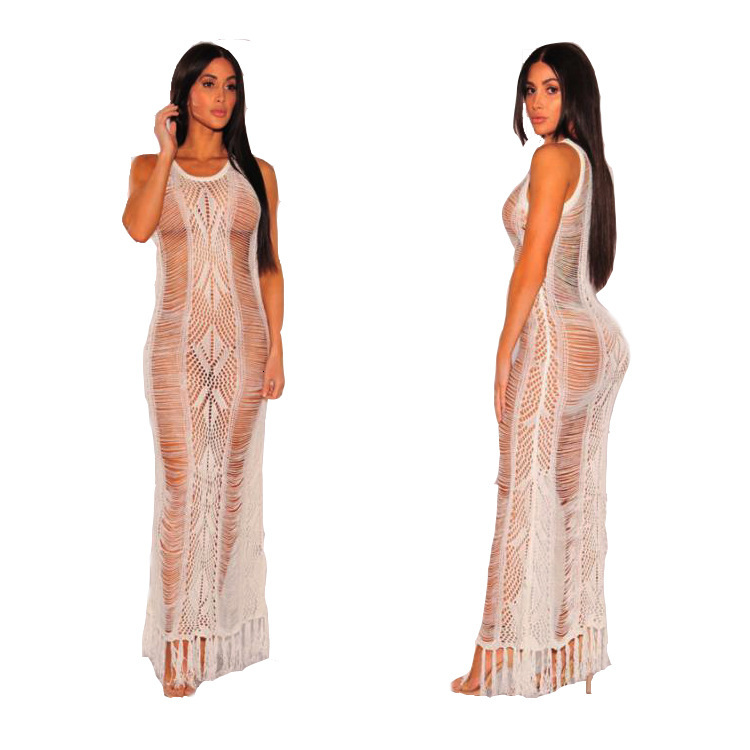 Fashionable Women's Dress, Tassel Knit Sweater, Hand Hook Bikini Cover Up, Beach Swimsuit