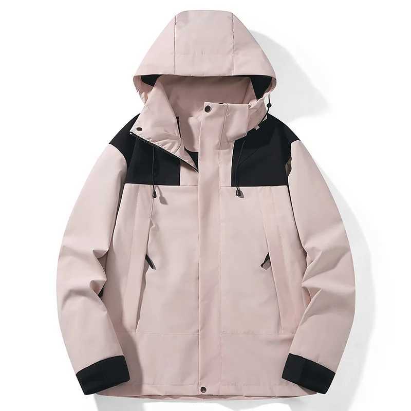 Mens and Womens Same Casual Fashion Solid Color Windproof and Waterproof Outdoor Travel Mountaineering JacketT250311