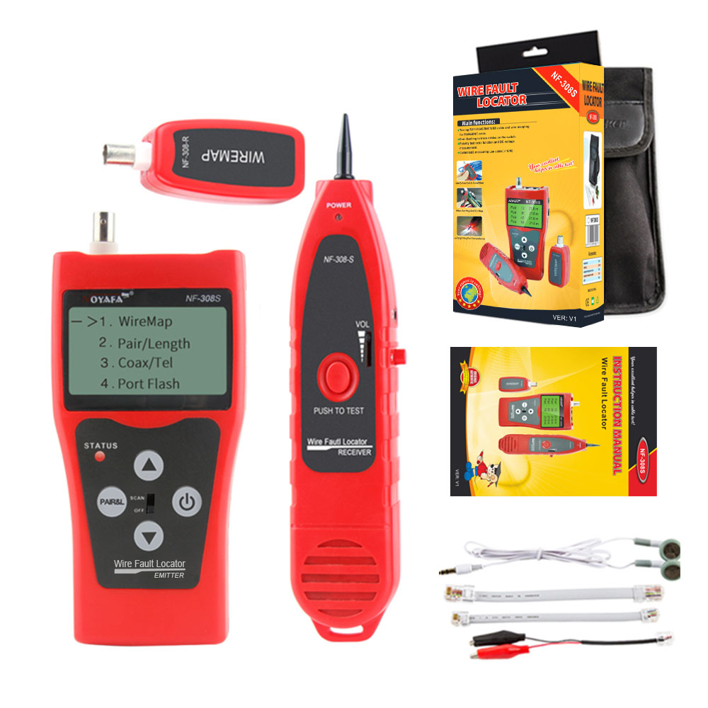 NOYAFA NF-308S Network Cable tester LCD display Wiremap tracker RJ45 RJ11 BNC Multi-function cable length continuity test tools