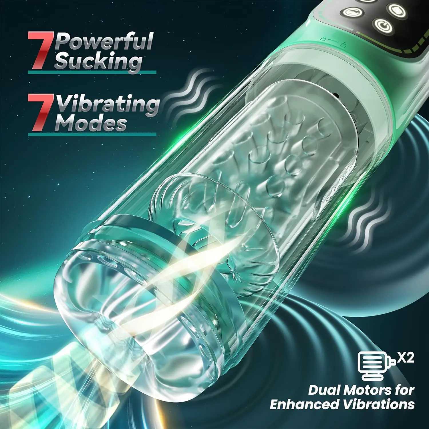 IPX7 LED Automatic Male Masturbator Cup 7 Sucking Rotating Licking Thusting Modes Pocket Pussy Stroker Blowjob Sex Toys For Men W250311