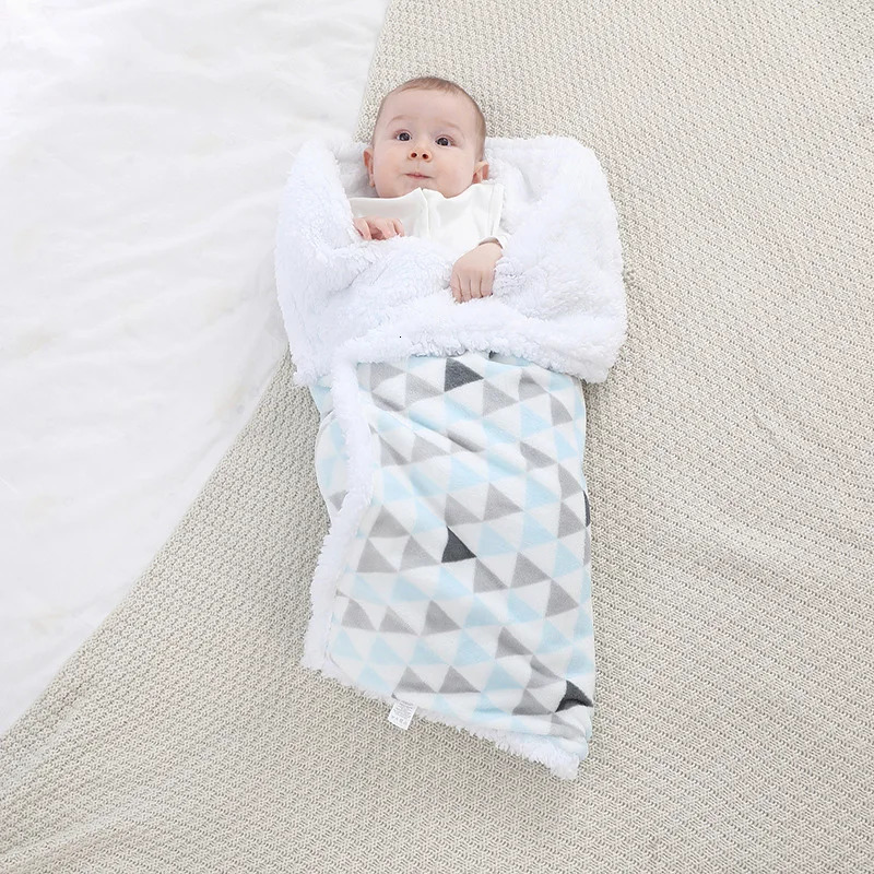 blanket Warm Fleece Thermal born Soft Stroller Sleep Cover Infant Bedding Swaddle Wrap Soft Washable Thick Blanket Quilt 250218