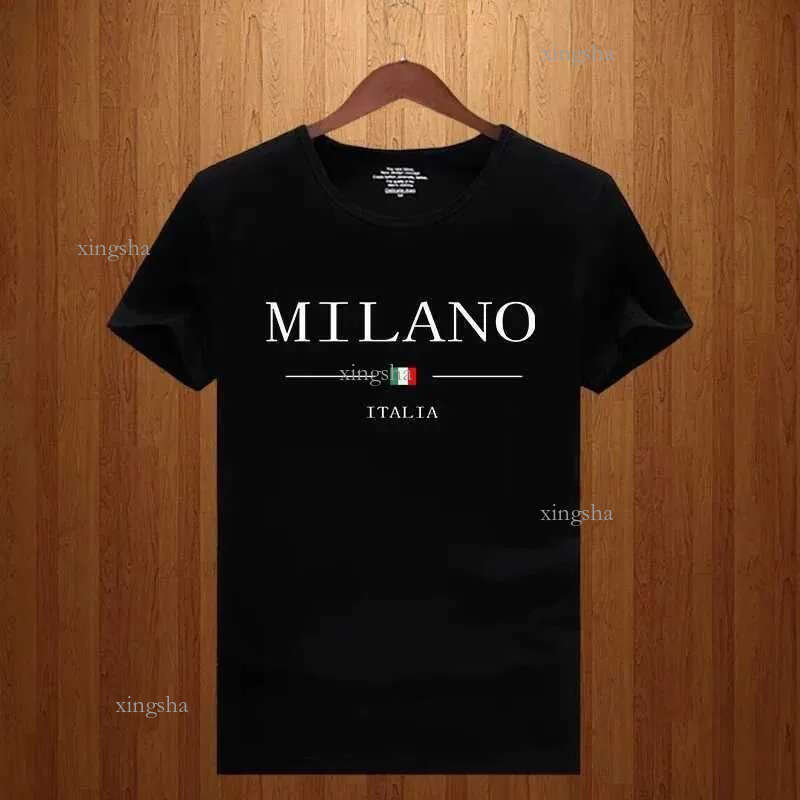 Men's T-Shirts 2024 Men Summer Milano Letters Print T Shirt Man Short Slved T-Shirt Casual Women Ts Y2k Clothing Oversized 100% Cotton Ts Y24