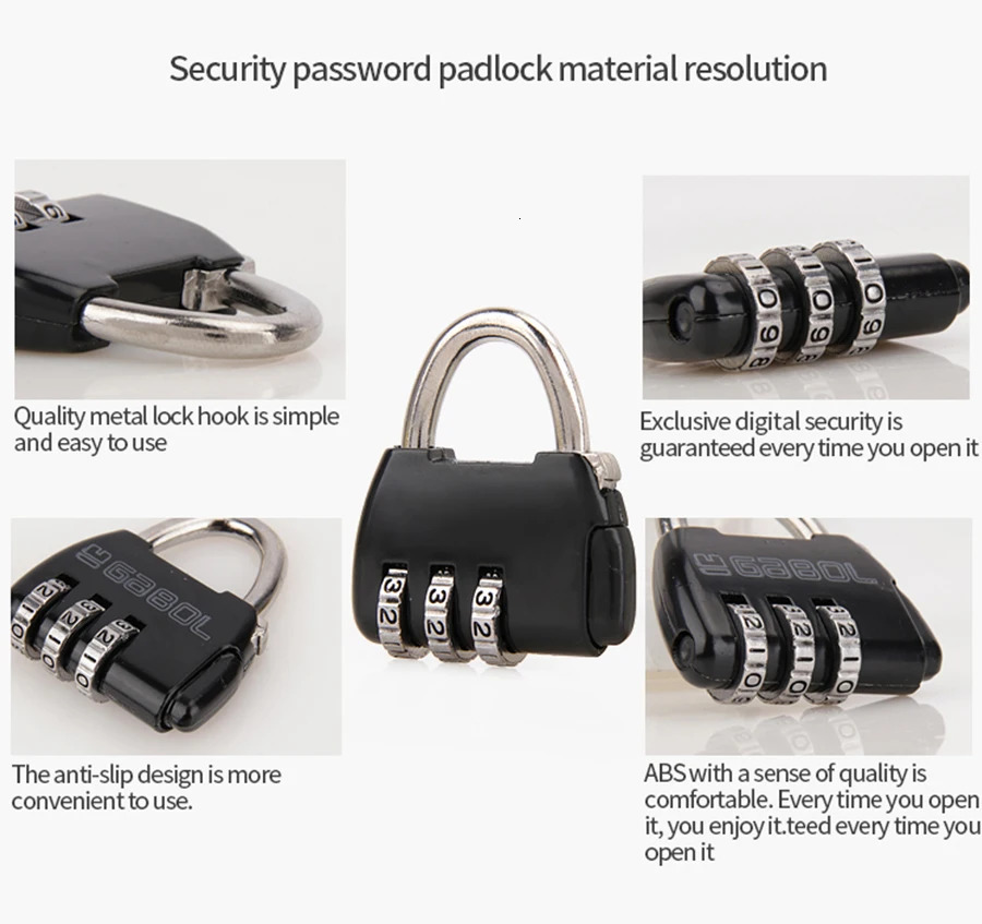 Mini Password Digit Code Bag Locks Black High Quality Travel Luggage Suitcase Combination Lock Padlocks Case Accessories 250311