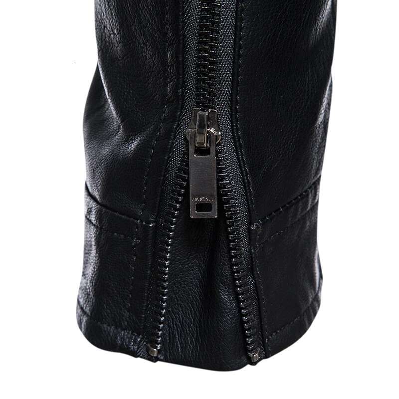 Men'sleather Spring And Autumn Outdoor Motorcycle Casual Men's Stand Up Collar Winter Thick Slim Fit Jacket