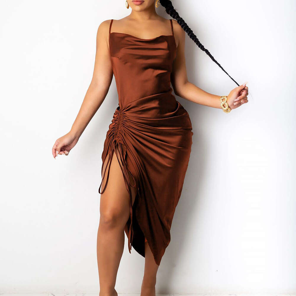 2025 Fashion Trend New Suspender Sexy Drawstring Waist Dress 661 KLMY