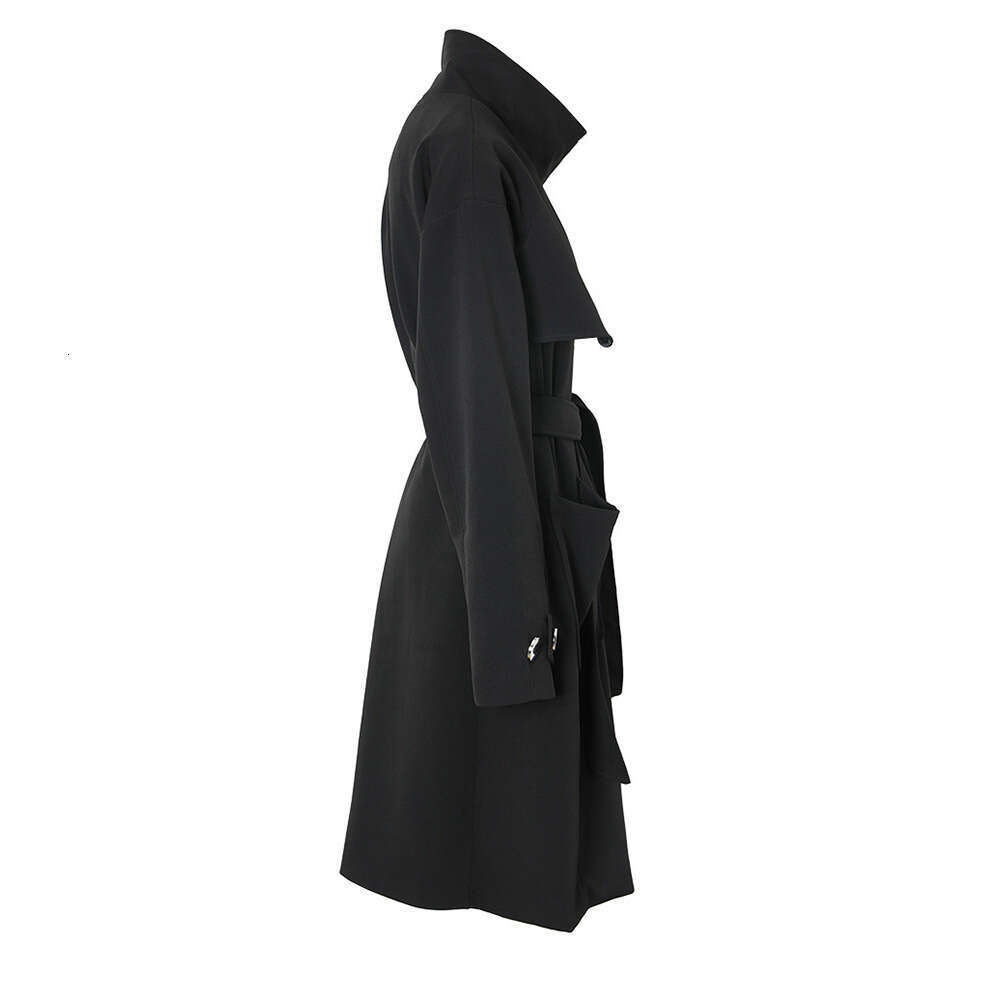 Irregular Mid Length Strap Windbreaker 2023 Autumn New Item Niche Personality Metal Decoration Design Coat