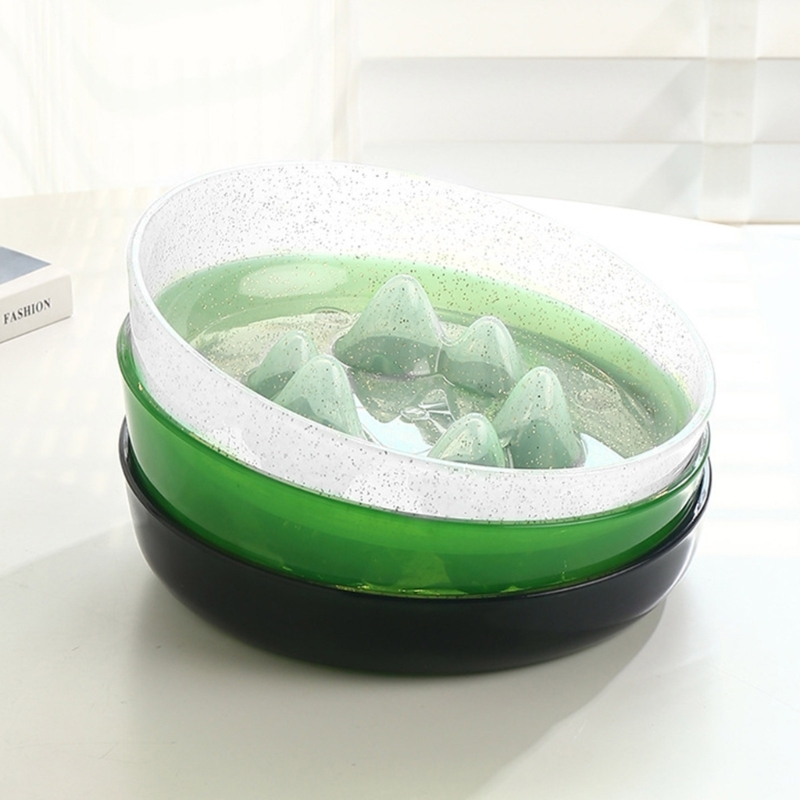 Dog Feeder with Anti-Skid Pads Slow Eating Pet Bowl Silicone Food Plate Dishes Preventing Choking Healthy Design