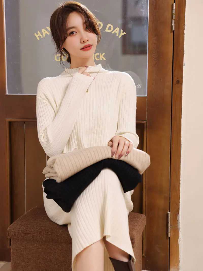 Winter Postpartum Woman Breastfeeding Dress Long Sleeve Maternity Knit Nursing Clothes Solid Color Pregnancy Lactation ClothesT250311