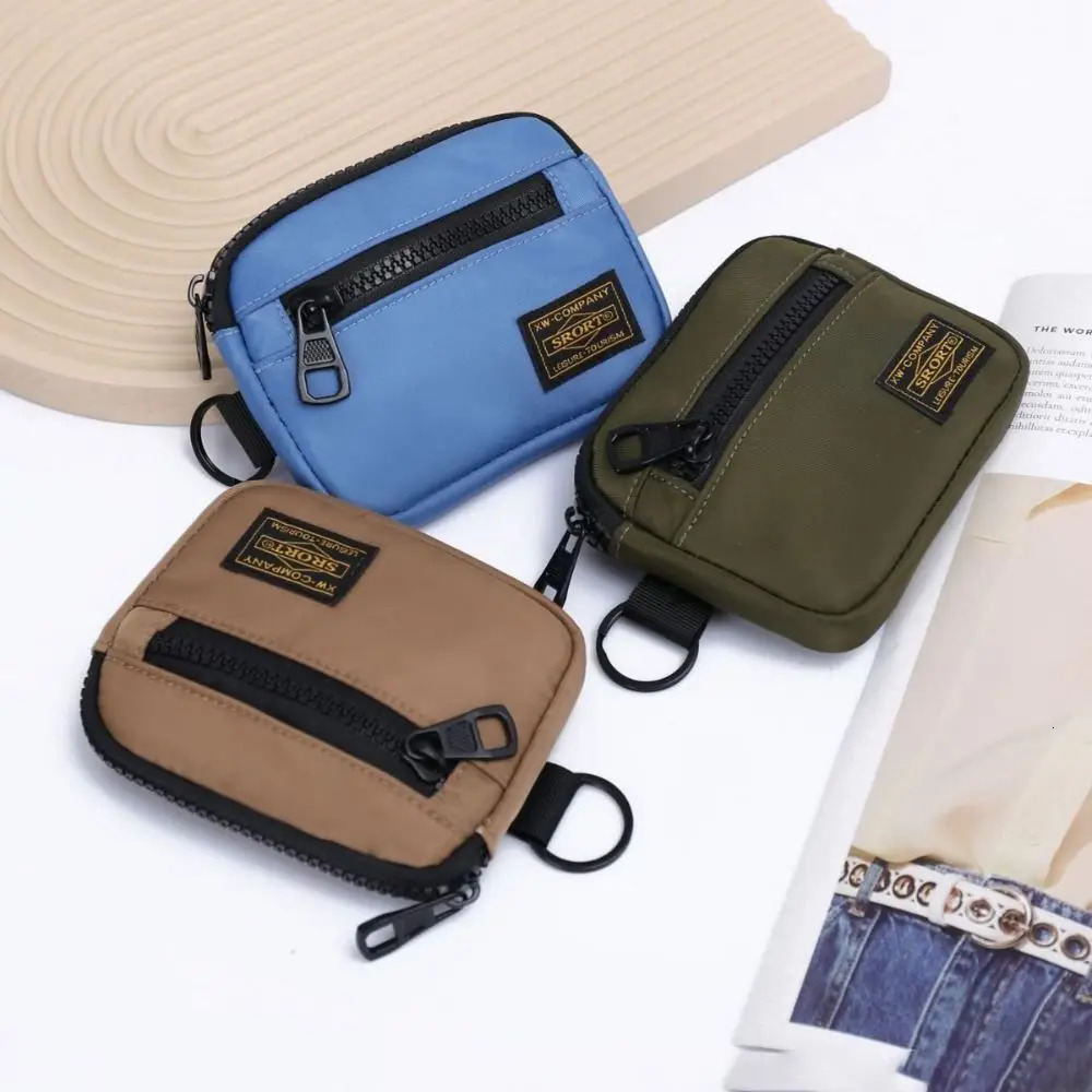 Casual Mens Coin Wallet Canvas Zipper Short Retro Keyholder Small Money Bag Trend Youth Mini Handbag 250311