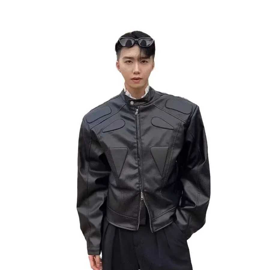 American Style High-End Feel Leather Jacket For Men Casual Cropped Motorcycle Jacket With Destructed Design Top Selling ItemT250311