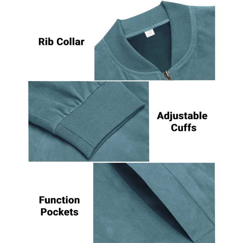 For Daily For Holiday Mens Suede Jackets Fashion Jackets Slight Stretch Solid Color Army Green Blue Casual StyleT250311