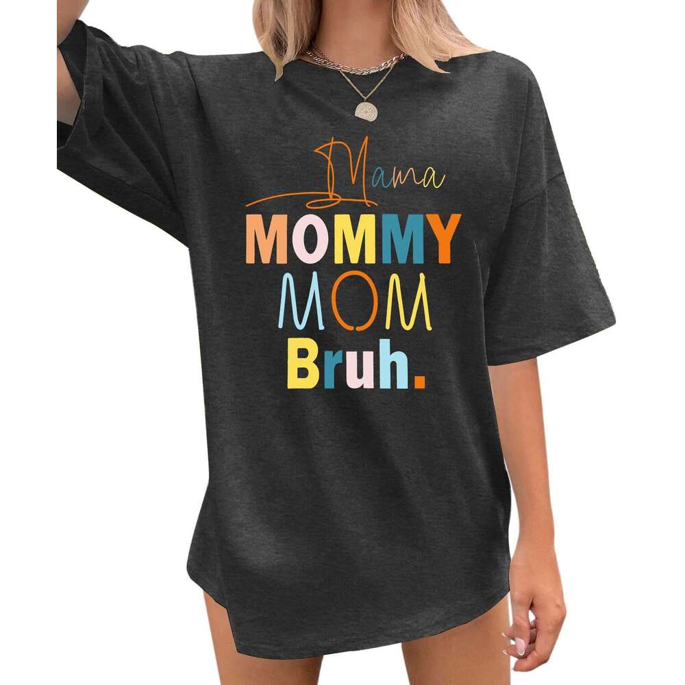 Women's Top E-commerce Mama Printed Color Cotton T-shirt 2025 New Casual Fashion Trendy Clothing