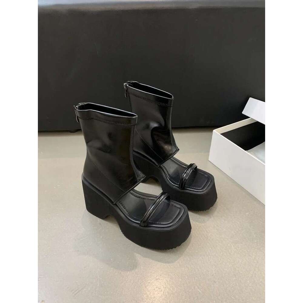 High Heel Ladies Block High For Women Platform Heels Chunky Punk Back Zipper Wedge Sandals Summer High Tie Shoes Atos