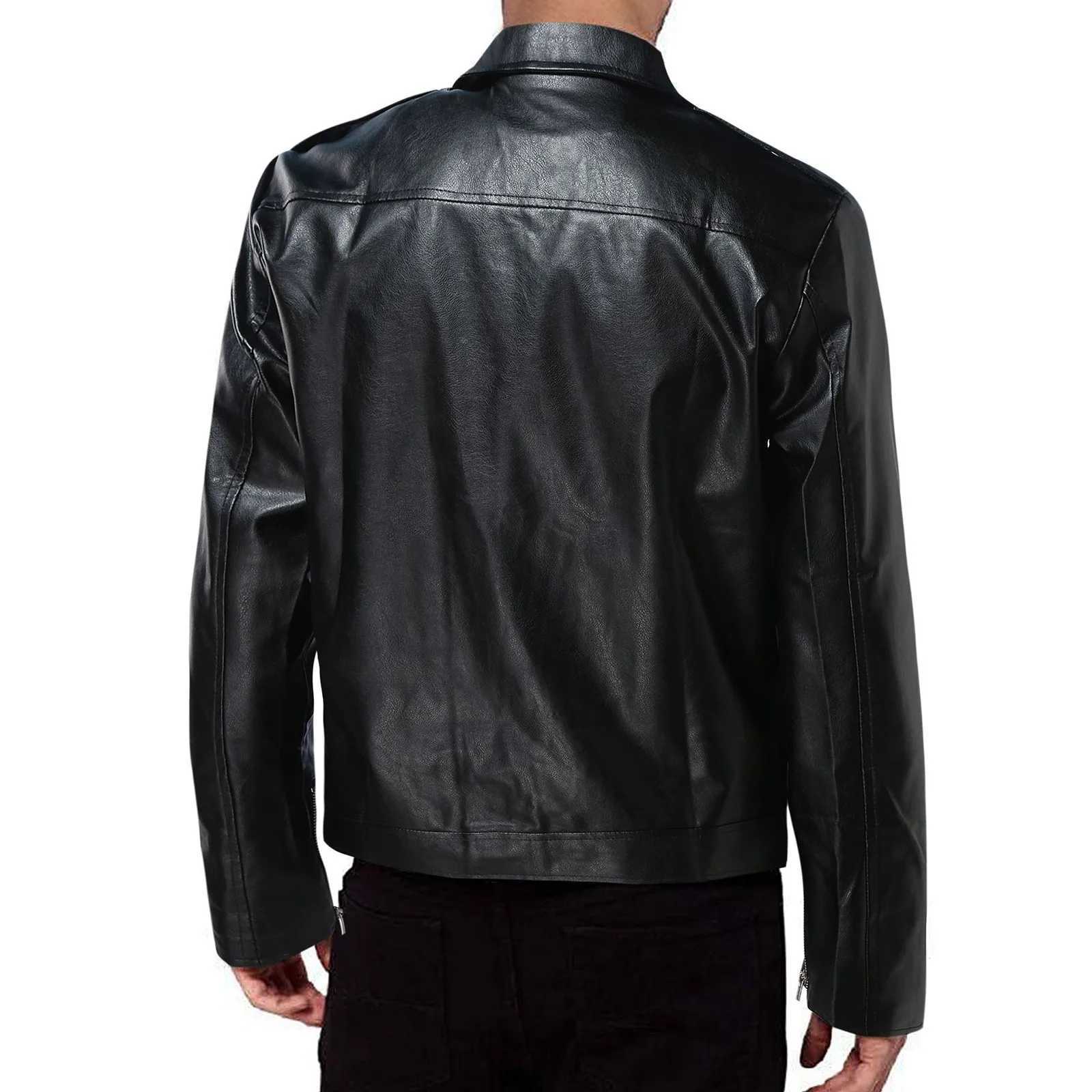 Pu Leather Stylish Jacket Mens Autumn Winter Outwear Lapel Pu Leather Jacket Motorcycle Male Coats For Male Slim-Fit T250311