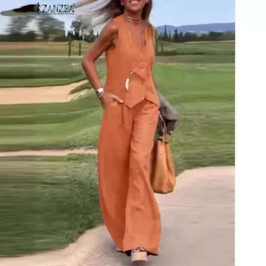 Women's Spring/Summer Temperament 2024 New Fashion Solid Color Vest Pants Comfortable And Casual Two Piece Set For Women