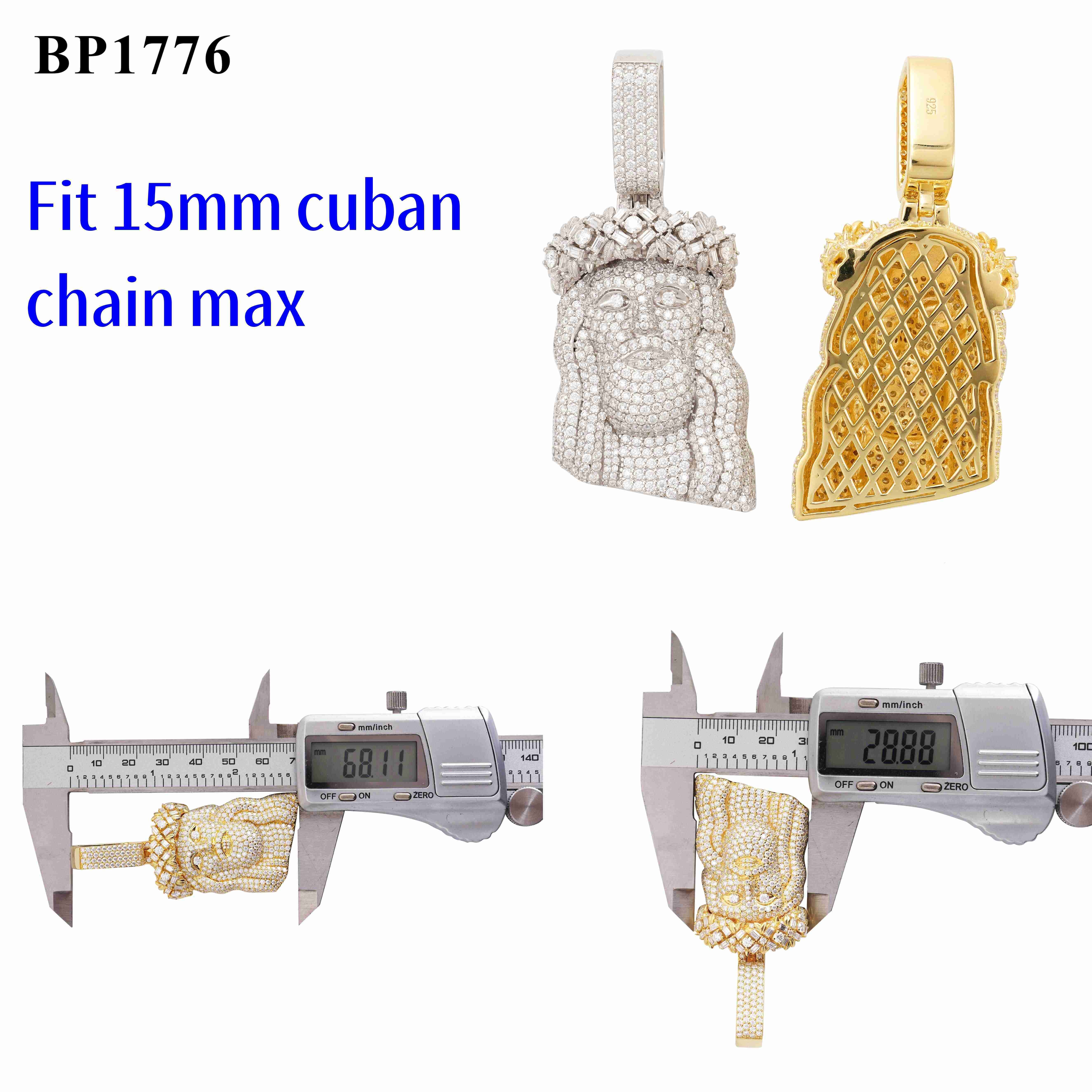 Ready to Ship Iced Out Jesus Head Pendant Moissanite Diamond 925 Silver Hip Hop Pendant for Tennis Chain Cuban Link Chain