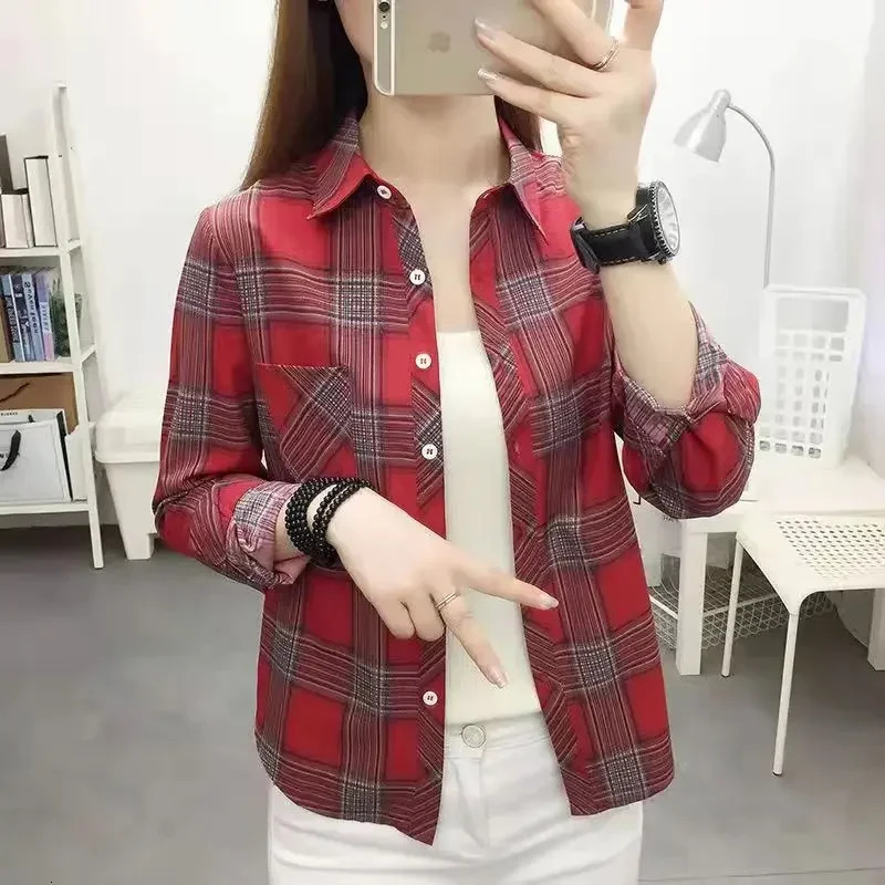2014 Spring and Autumn College Style Womens Long sleeved Bottom Cardigan Fashion Checkered Shirt 250311