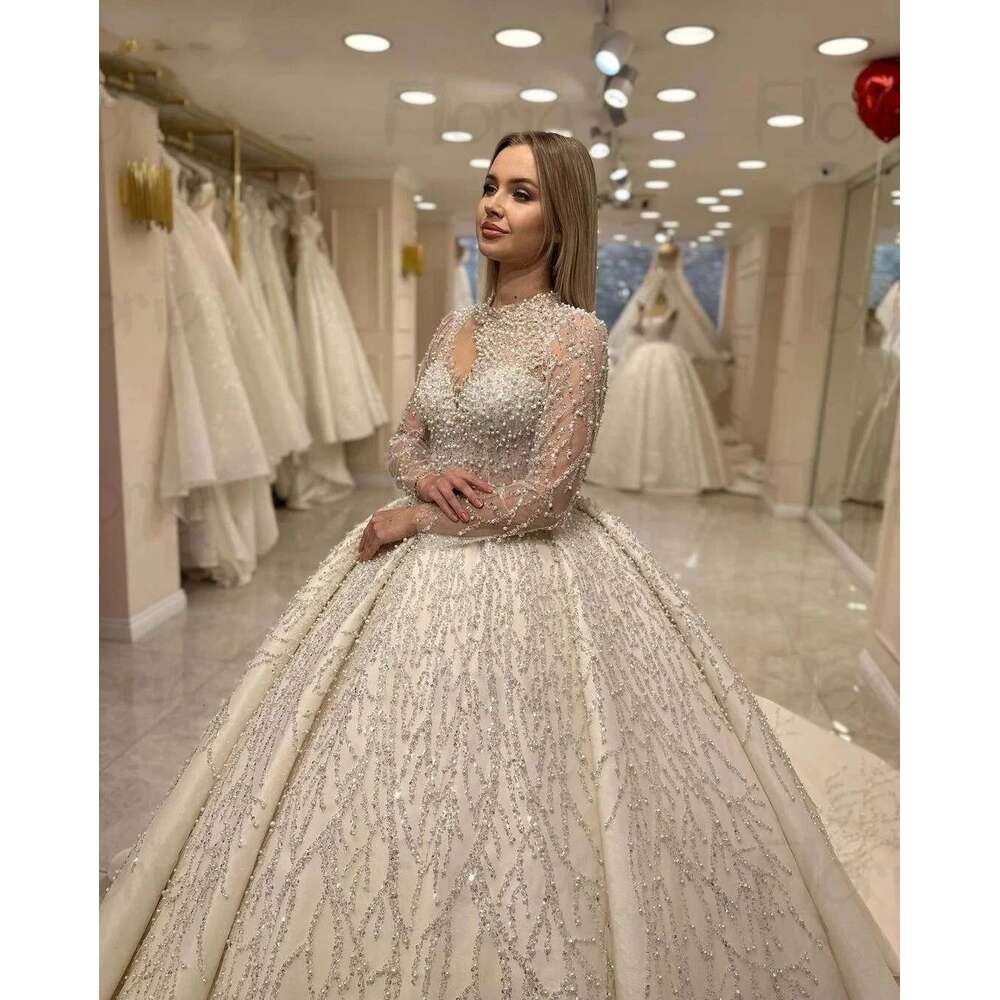 African Long Sleeve Dress, Bridal Beading Strapless, Arabian Dance Dresses, Plus Size, Shine, 2024, Customized