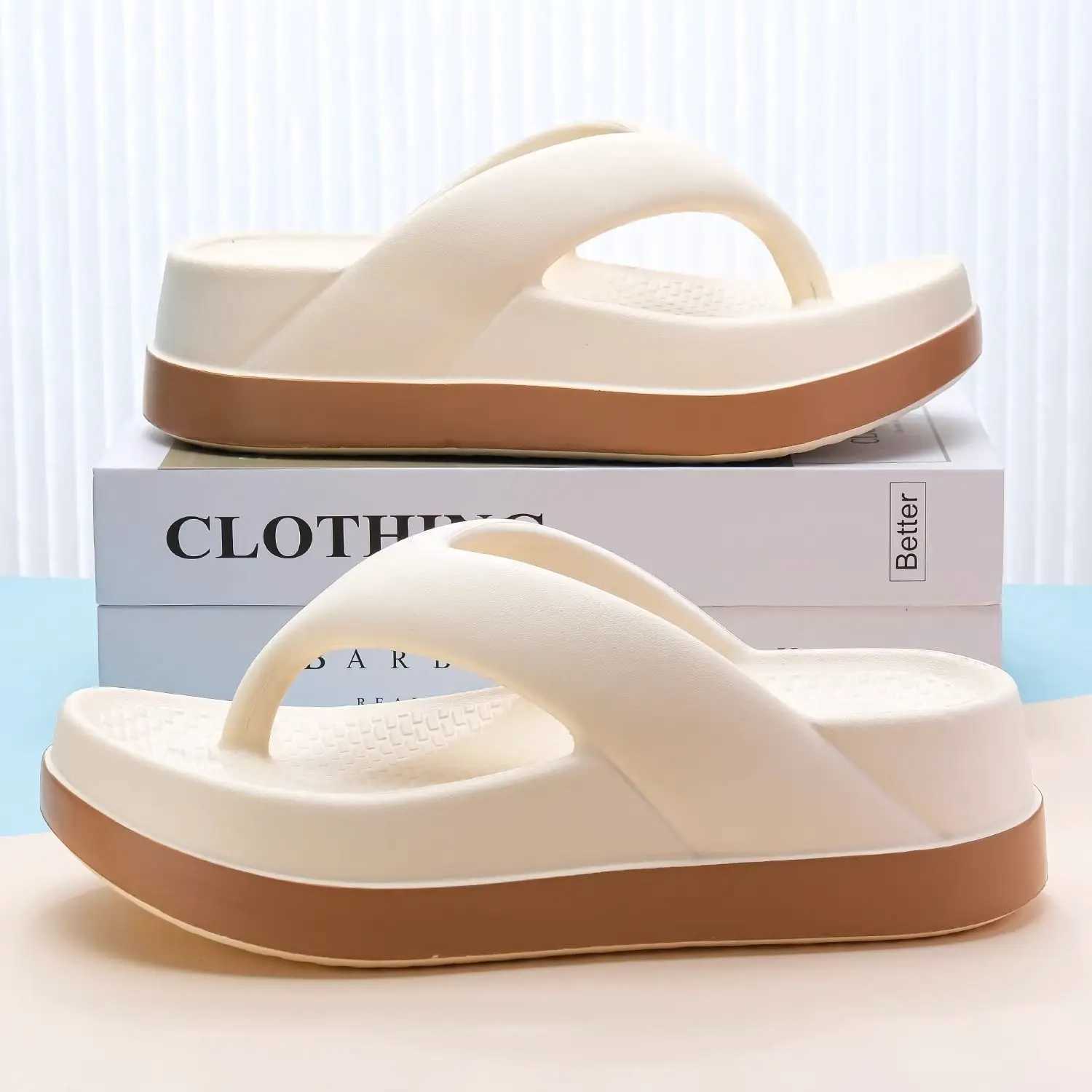 Drop Shipping Wedge Summer Flip Flops For Women 2024 Chunky Platfrom Clip Toe Sandals Shoes Woman Beach Casual Outdoor SlippersXJ250311