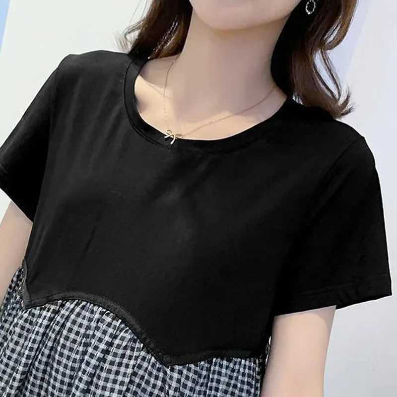 Fashion Maternity Dresses Summer Double Layer With Lace Dress A-line Skirt Loose Short Sleeve Clothes Pregnant Women ClothingT250311