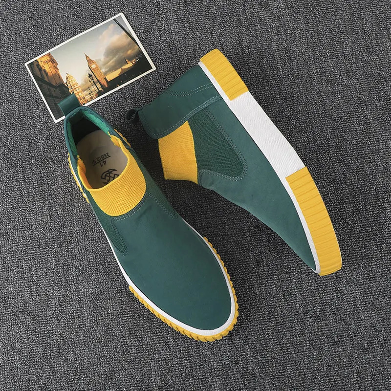 Fashion Loafer Shoes for Men High top Canvas Shoes Men Mocassin Vulcanized Shoes Men Slip on Casual Flats Sneakers 250310