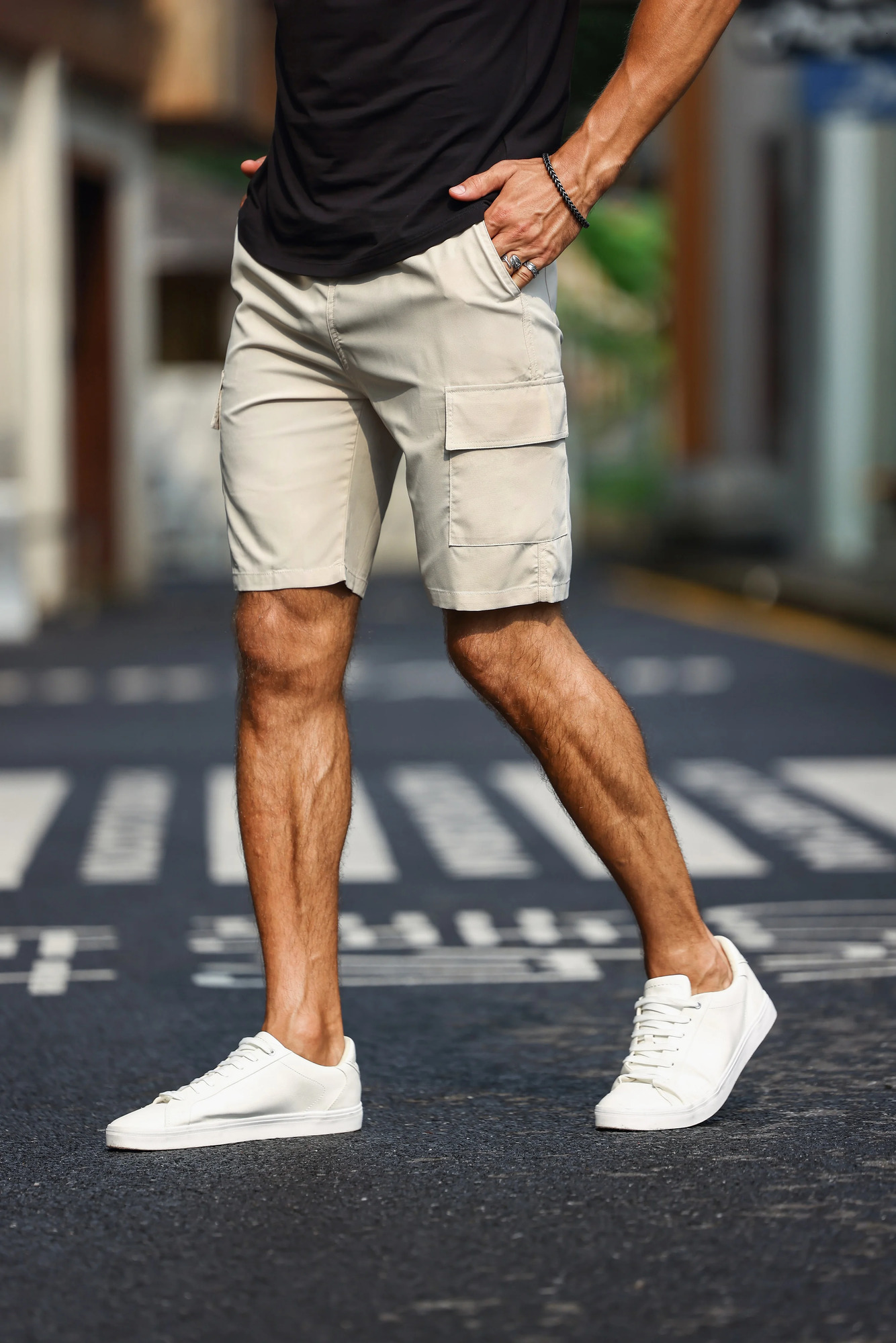 Mens Plain Casual Comfy Cargo Shorts Summer Clothing Bermuda Shorts 250310