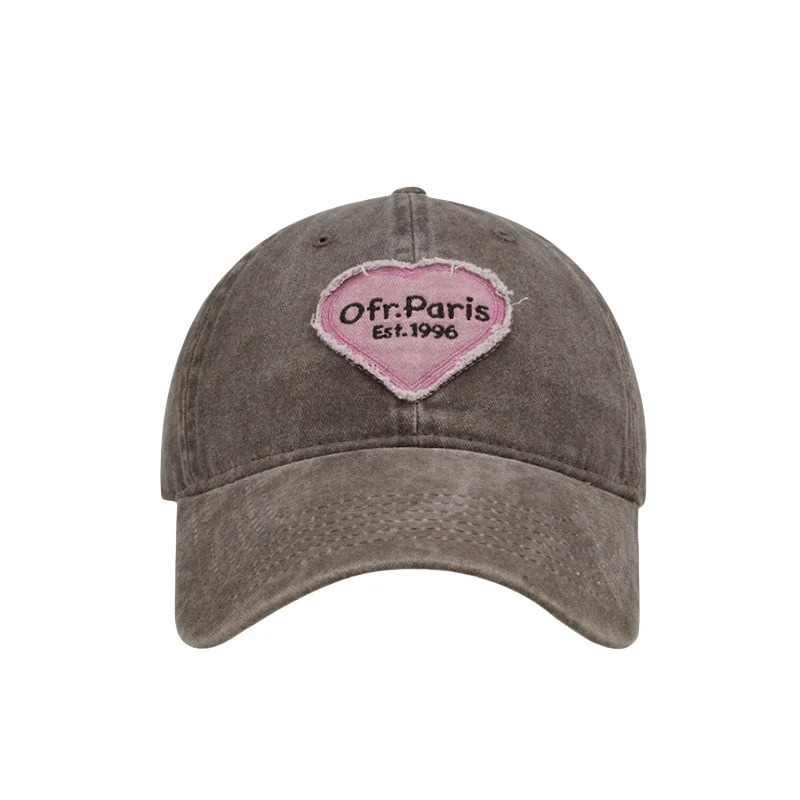 Spring and Summer Retro Baseball Hat Minimalist Sunshade Womens Fashion Patch Love Soft Top 250311