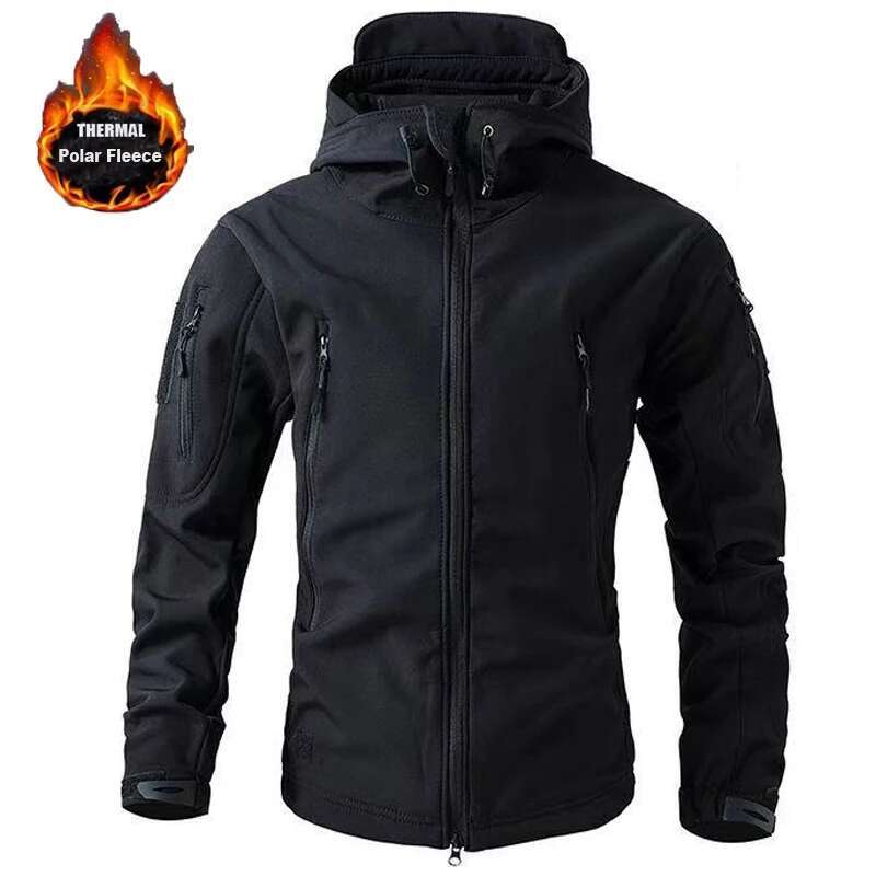 Men's Winter Autumn Warm Softshell Fleece Hood Cargo Jackets Camping Hiking Climbing Hunting Fishing Outdoor Windproof M-5Xl