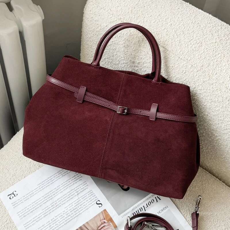 Genuine Leather Suede Tote Big Bags For Women Designer Handbag And Purse New In Vintage Commuting Shoulder Crossbody
