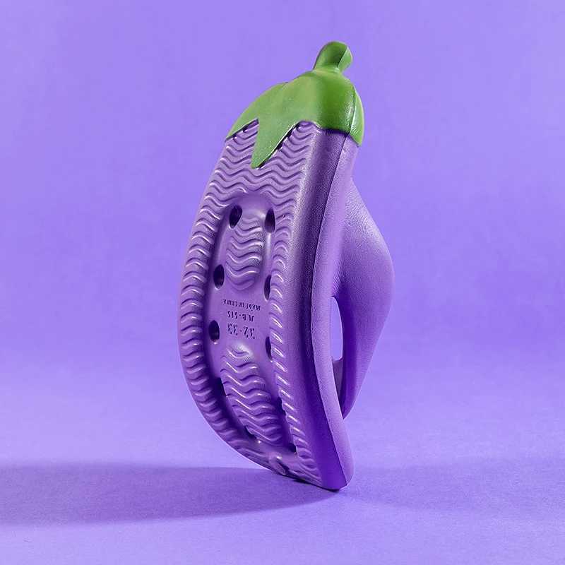 Eggplant flip-flops indoor and outdoor platform slippers travel beach lightweight sandalsT250311