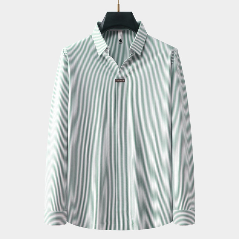 Long sleeved polo shirt for men autumn and winter new item, collar with a sense of luxury, striped elastic t-shirt, men's fashion tracksuit