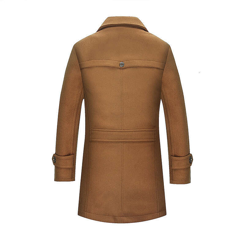 European Version Vertical Zipper Autumn And Winter Double Collar Thick Plus Size Windbreaker Men's Woolen Coat
