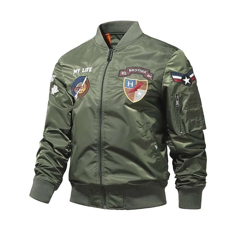 Ma-1 American Style Work Pilot Men's Autumn/Winter Thickened Baseball Jacket, Trendy,Men's Helicopter Embroidered Jacket