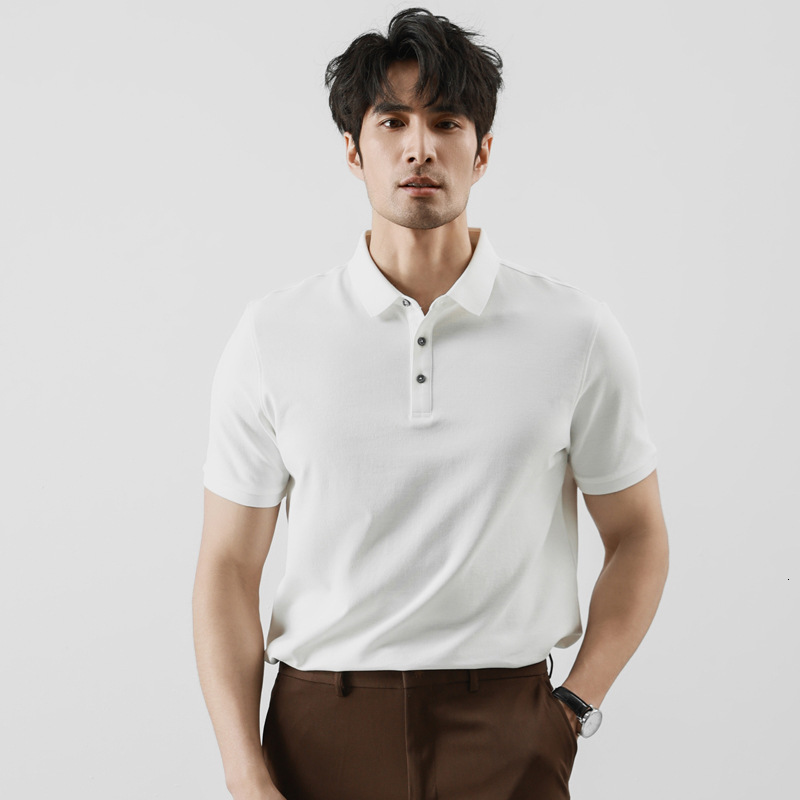 tracksuit Cool Short sleeved POLO Shirt for Business Light Luxury Summer Ice Silk Solid Color Men's T-shirt 5A Antibacterial